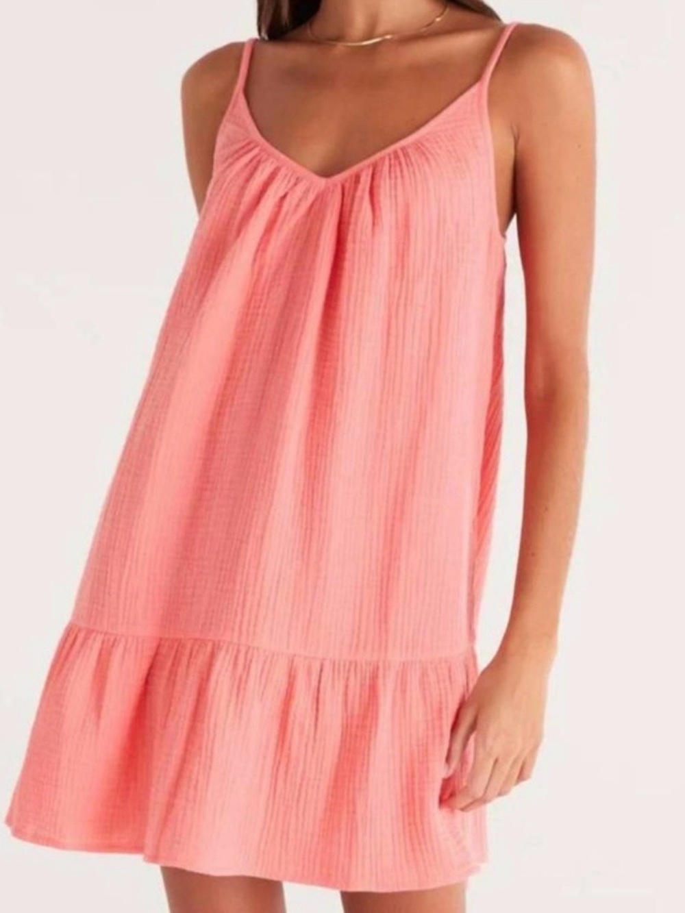 NWT Z Supply Amalia Gauze Coral papaya glow  Mini Dress, beach Cover up, XL